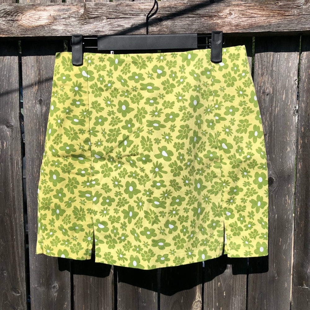 love on a hanger Lime Green Floral skirt